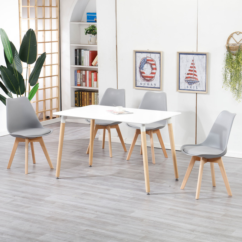Lot Table Et Chaises De Salle À Manger- Scandinave - Table 110 Cm Blanc