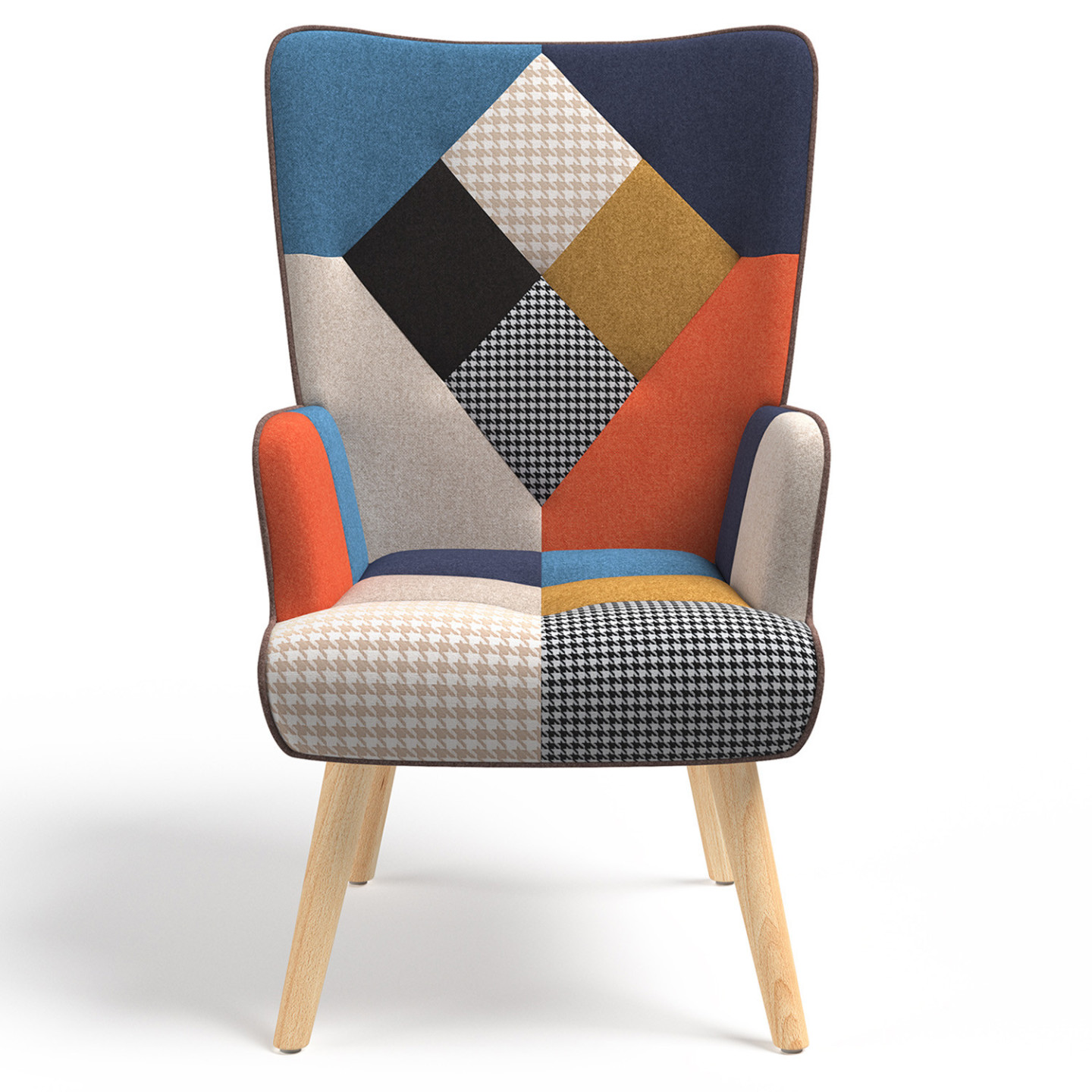 Idmarket - Fauteuil Scandinave Ivar En Tissu Patchwork Multicouleurs Et