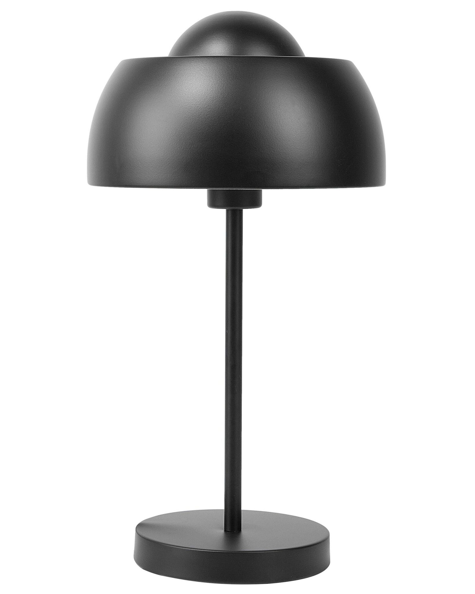 Beliani - Tischlampe Schwarz Metall 44 Cm Runder Schirm Kabel Mit Schalter Industrie Look