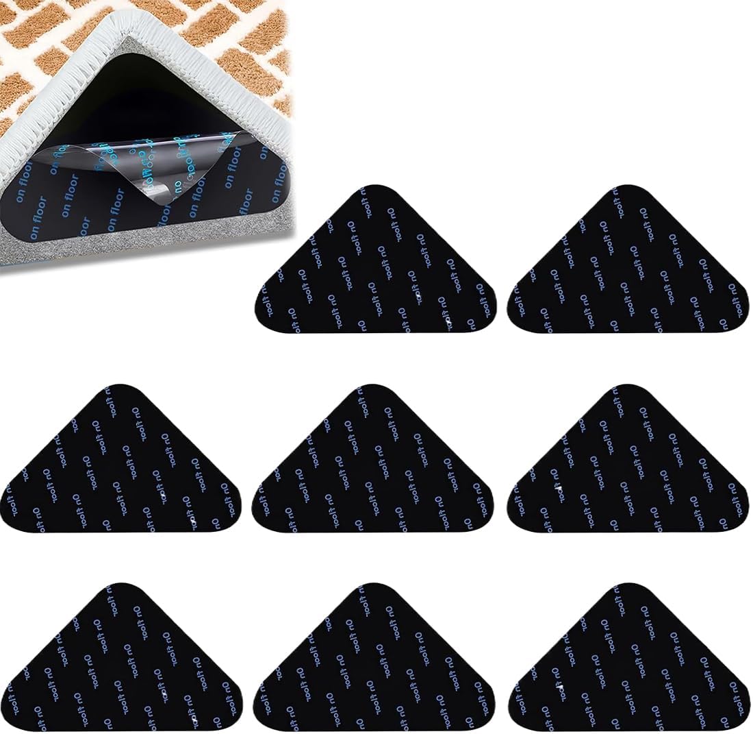 Antidérapant pour tapis en polymère PU, 9 cm x 9 cm, réutilisable et lavable, lot de 8