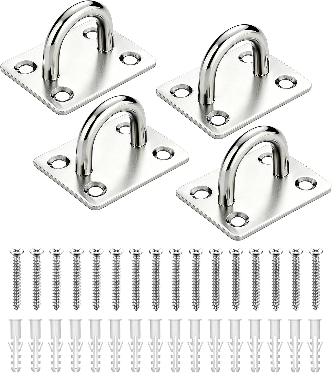 Crochet plafond forme U inox 304 avec vis, pour fixation murale ou plafond, lot de 4