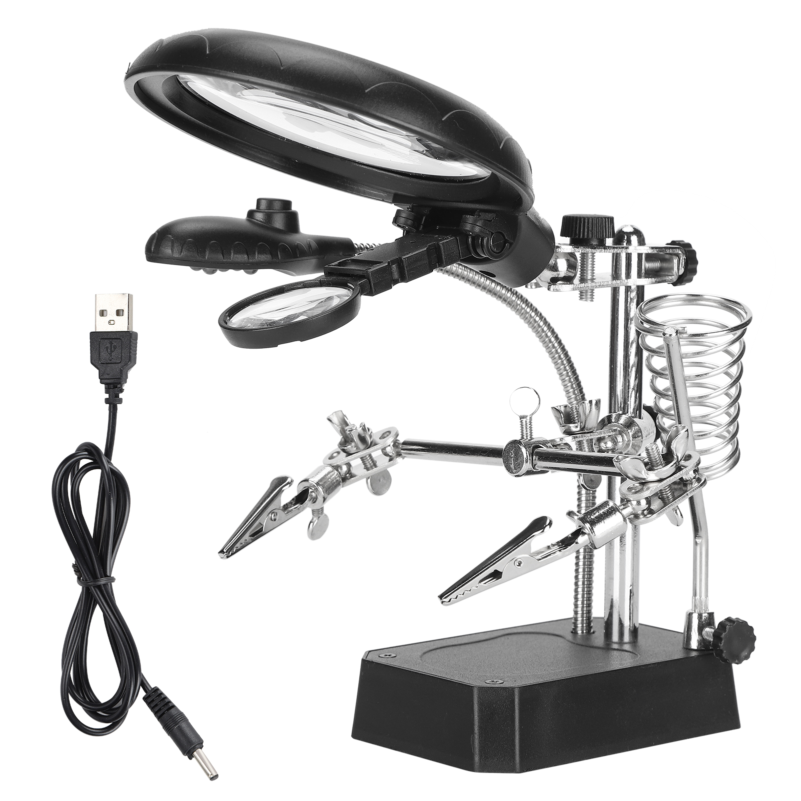 Support de fixation ajustable pour loupe de bureau, pince de serrage pour lampe, ABS et fer, réglage d'angle