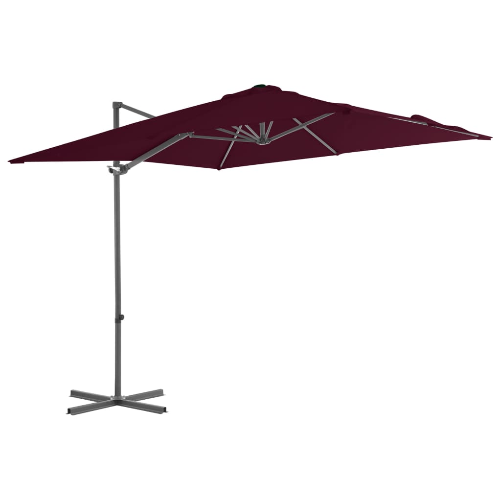 Ombrellone A Sbalzo Con Palo In Acciaio 250x250 Cm Bordeaux Vidaxl