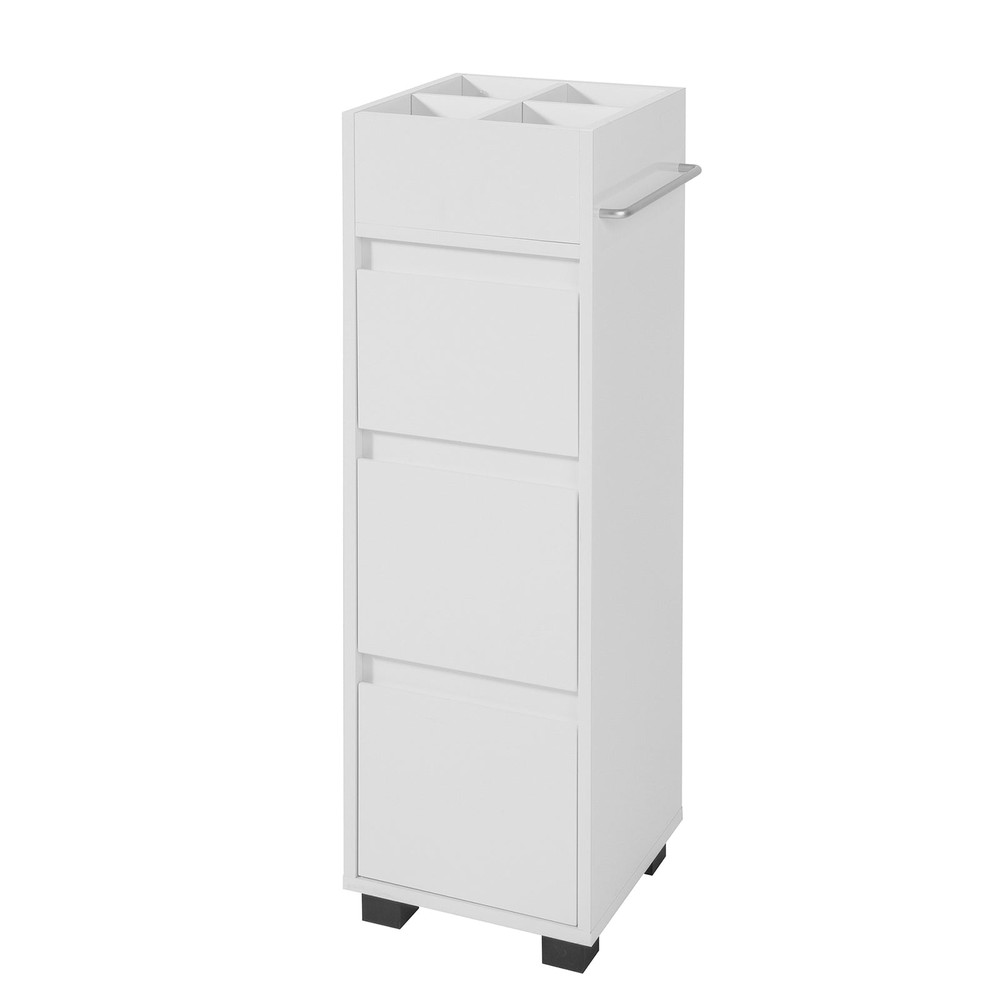 SoBuy BZR29-W armario de baño armario de baño mueble de baño cómoda de baño con 3 cajones y 4 compartimentos cómoda para baño Blanco