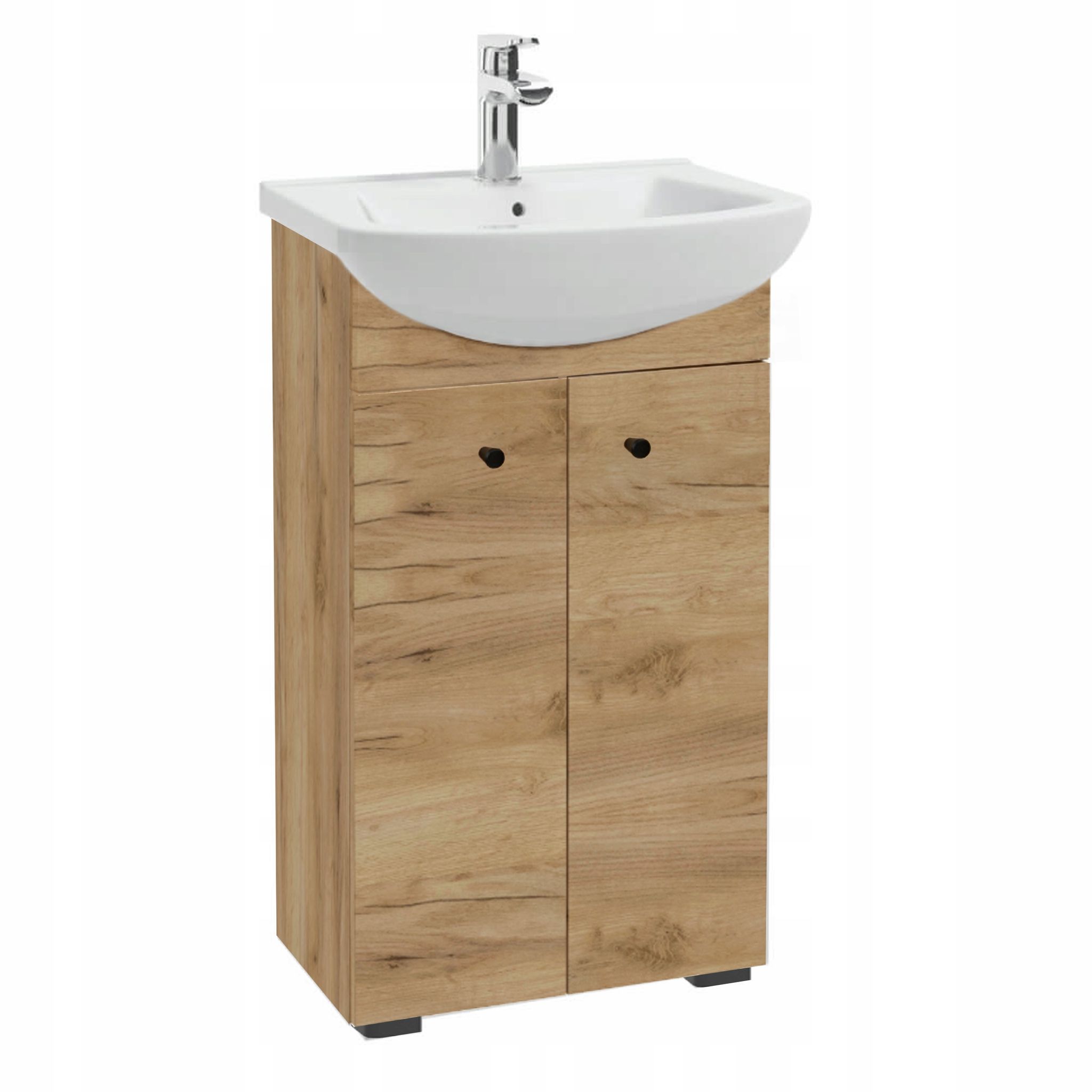 Stamar Badezimmer-waschtisch Mit Waschbecken – 50 Cm – Goldene Eiche – Freistehend – 1 Tür