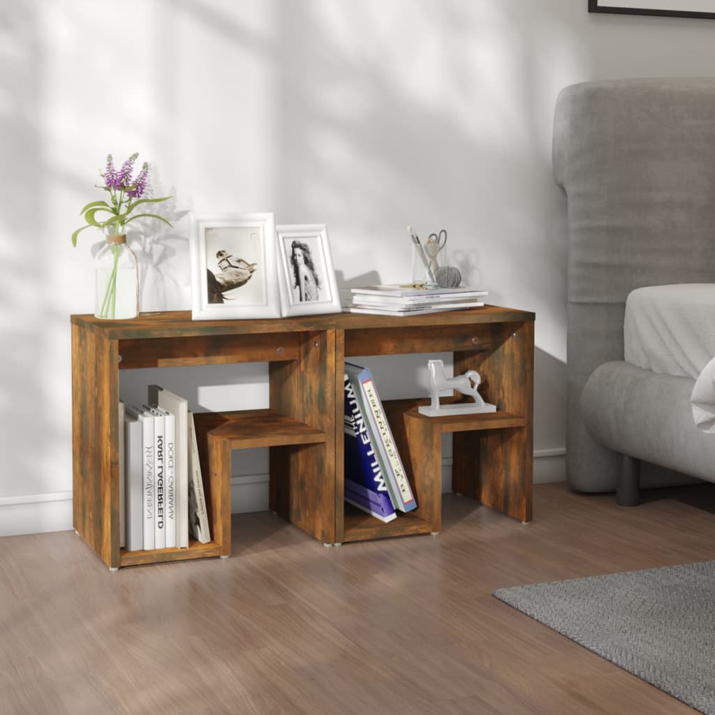 Tables De Chevet 2 Pcs Chêne Fumé 40x30x40 Cm Bois D'Ingénierie Vidaxl