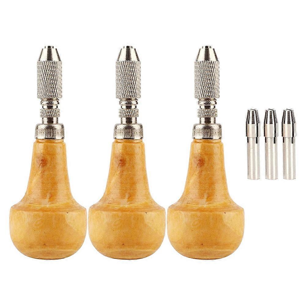 Étau à broches avec mandrin de précision, poignées en bois et acier inoxydable, lot de 3