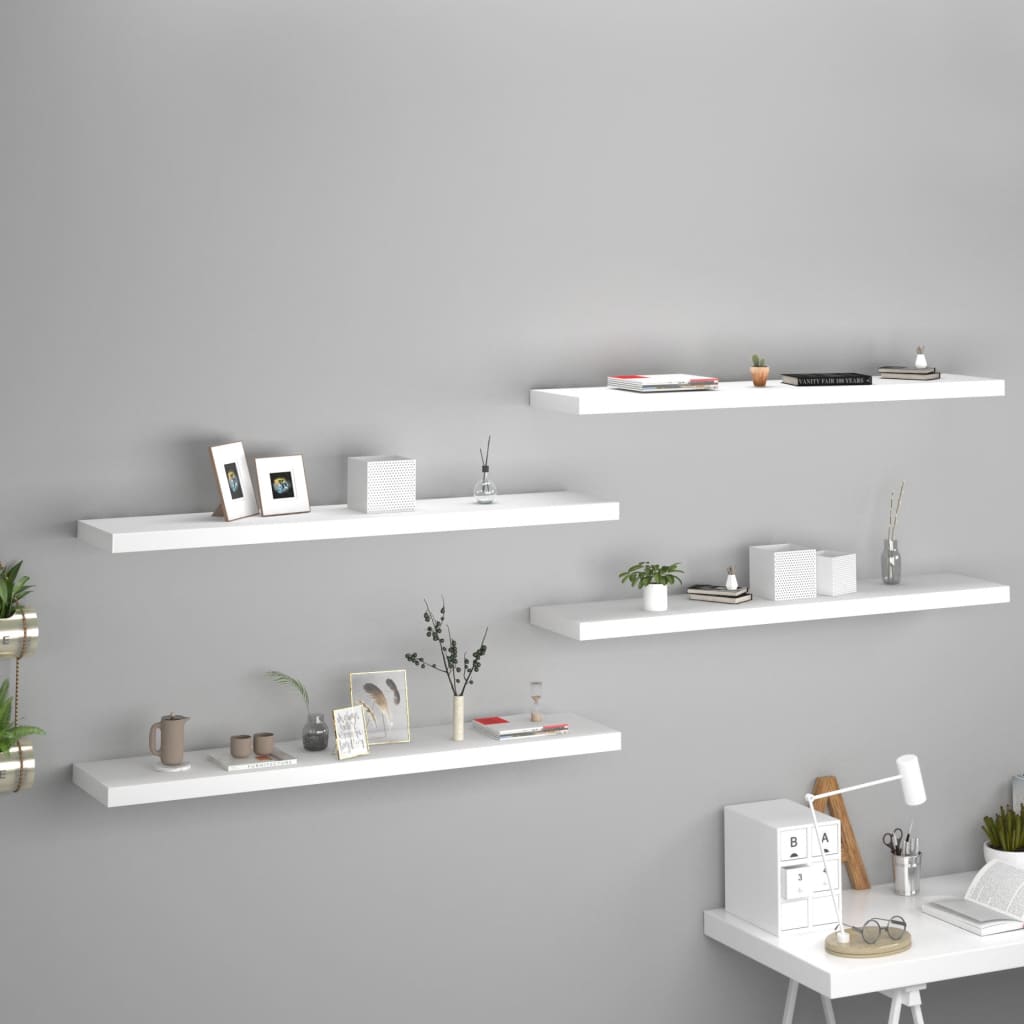 Vidaxl Weiß Floating Wall Shelves 4 Pcs White 120X23,5X3,8 Cm Mdf