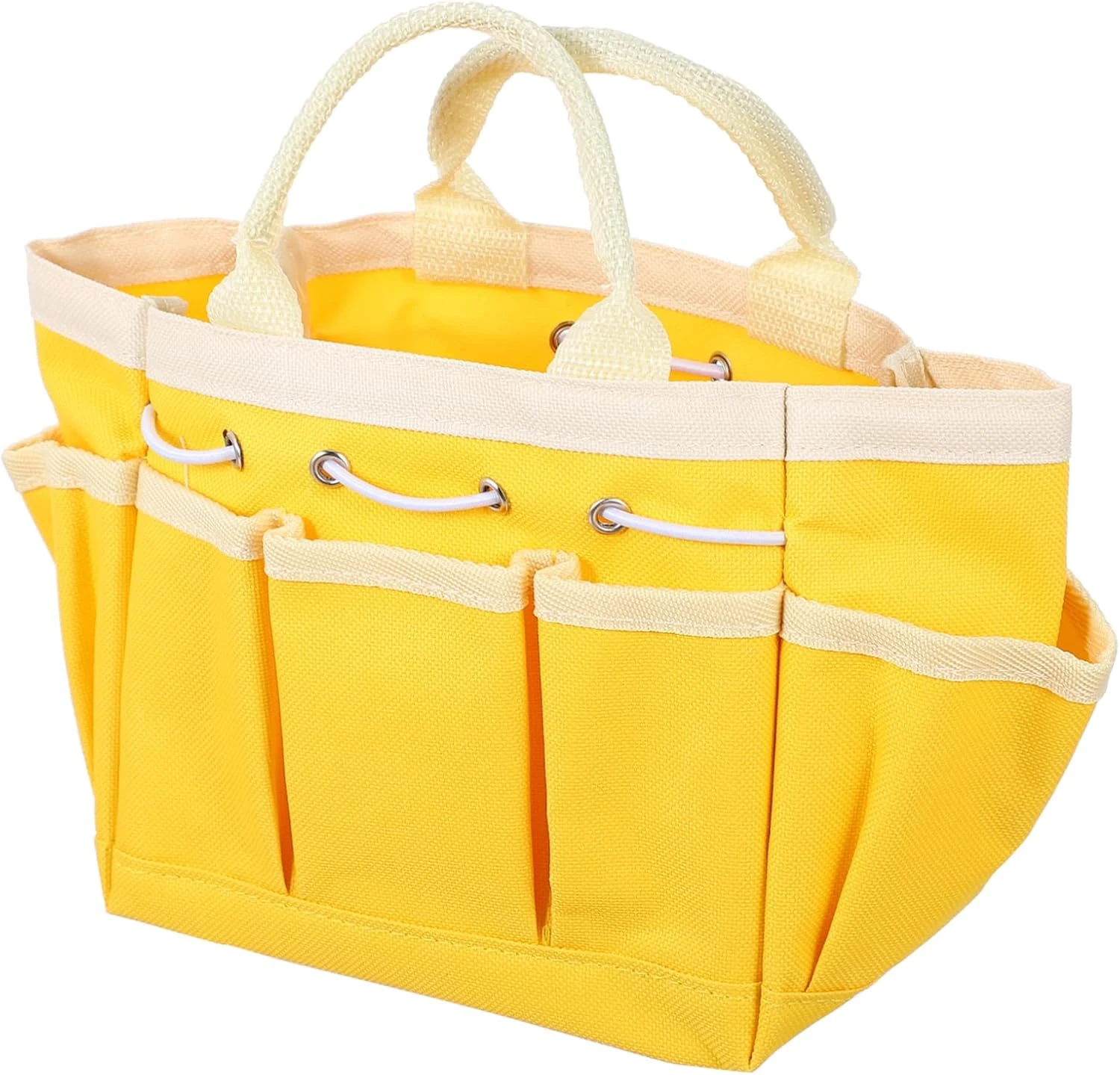 Sac de rangement en toile pour outils de jardin, seau organisateur, poignée ergonomique antidérapante, jaune