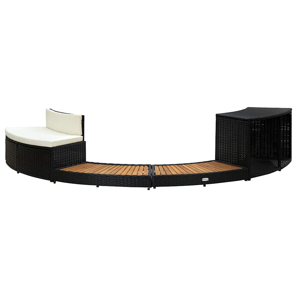 Vidaxl Schwarz Whirlpool-Umrandung Poly Rattan & Massivholz Akazie