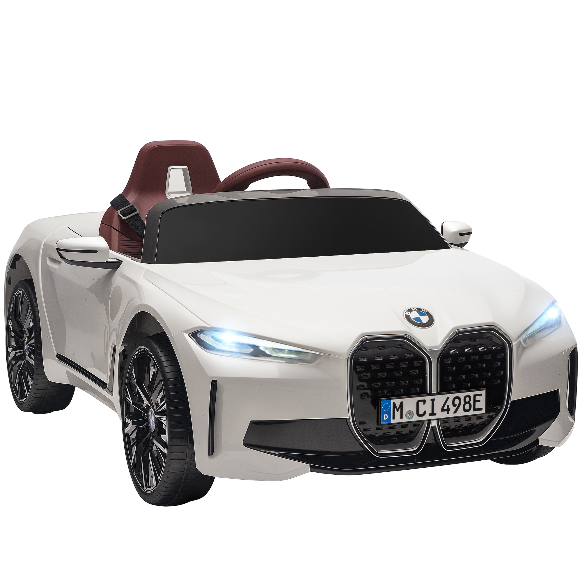 Homcom - Kinder Elektroauto Elektrofahrzeuge Mit Fernbedienung, Tragbarer Batterie, Bmw Kinderauto Mit Scheinwerfer, Mp3-player, Sicherheitsgurt, 3-5 Km/h, Für Kinder 3-5 Jahre, Weiß