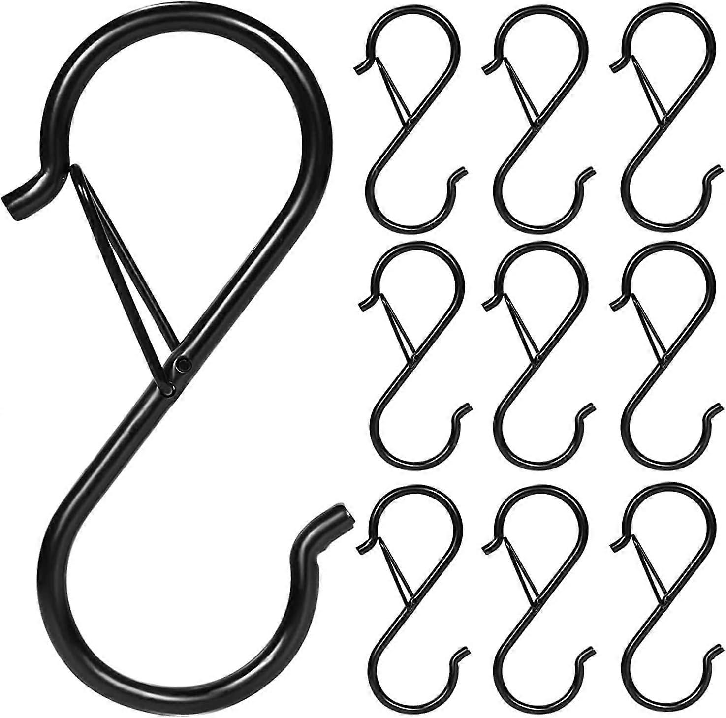Crochets en S verrouillables en acier inoxydable noir, 3,5 pouces, charge 18 kg, lot de 35