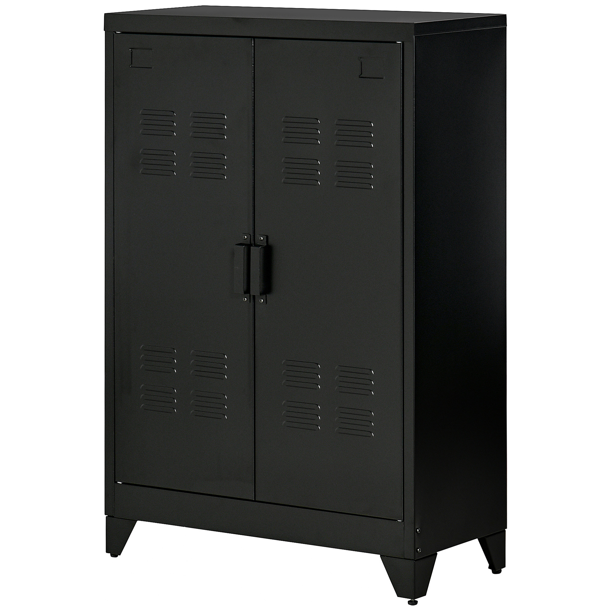 Armoire métallique 2 portes à étagères réglables, 75 x 33 x 110 cm, noire