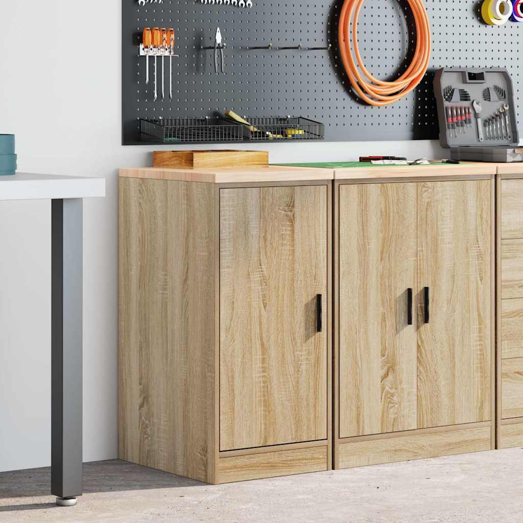 Armoire d'atelier en bois de pin et bois d'ingénierie, 2 compartiments, plan de travail, 40x51x85 cm