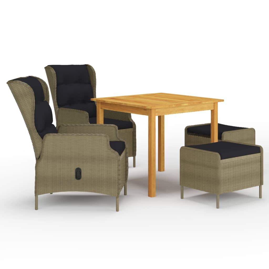 Vidaxl Braun 5-Tlg. Garten-Essgruppe