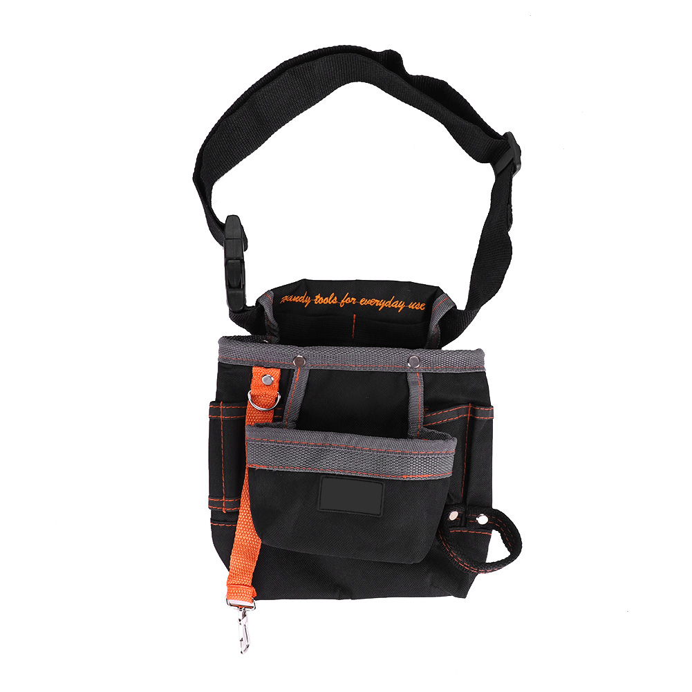 Sac à outils de ceinture 8 poches en Oxford 600D, ceinture réglable 115 cm, noir