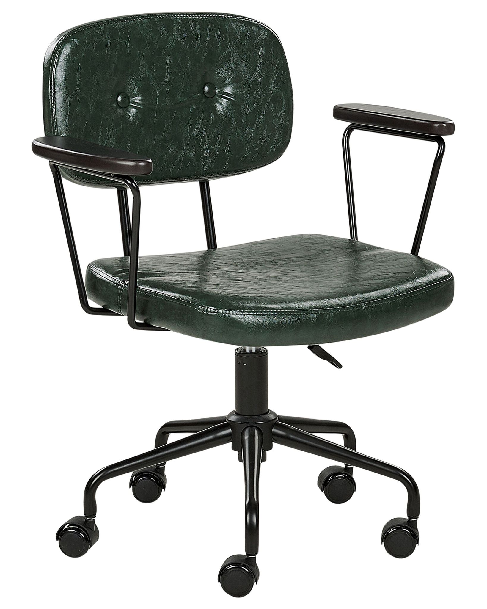 Fauteuil De Bureau Pivotant Et Ajustable En Cuir Pu Vert Foncé Algerita