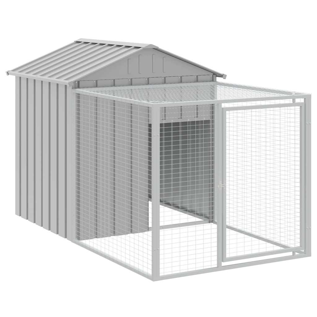 Chicken Cage With Run Light Grey 117x201x123 Cm Galvanised Steel Vidaxl