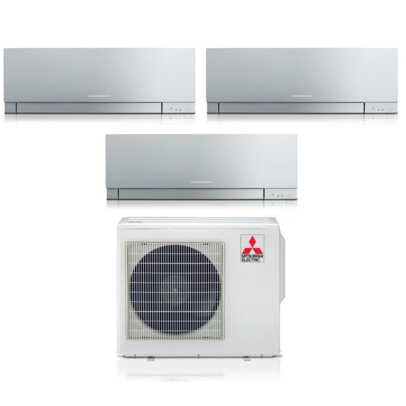 Climatizzatore Condizionatore Mitsubishi Electric Trial Split Inverter Serie Kirigamine Zen Silver Msz-ef 7+15+18 Con Mxz-3f68vf R-32 Wi-fi Integrato Colore Argento 7000+15000+18000