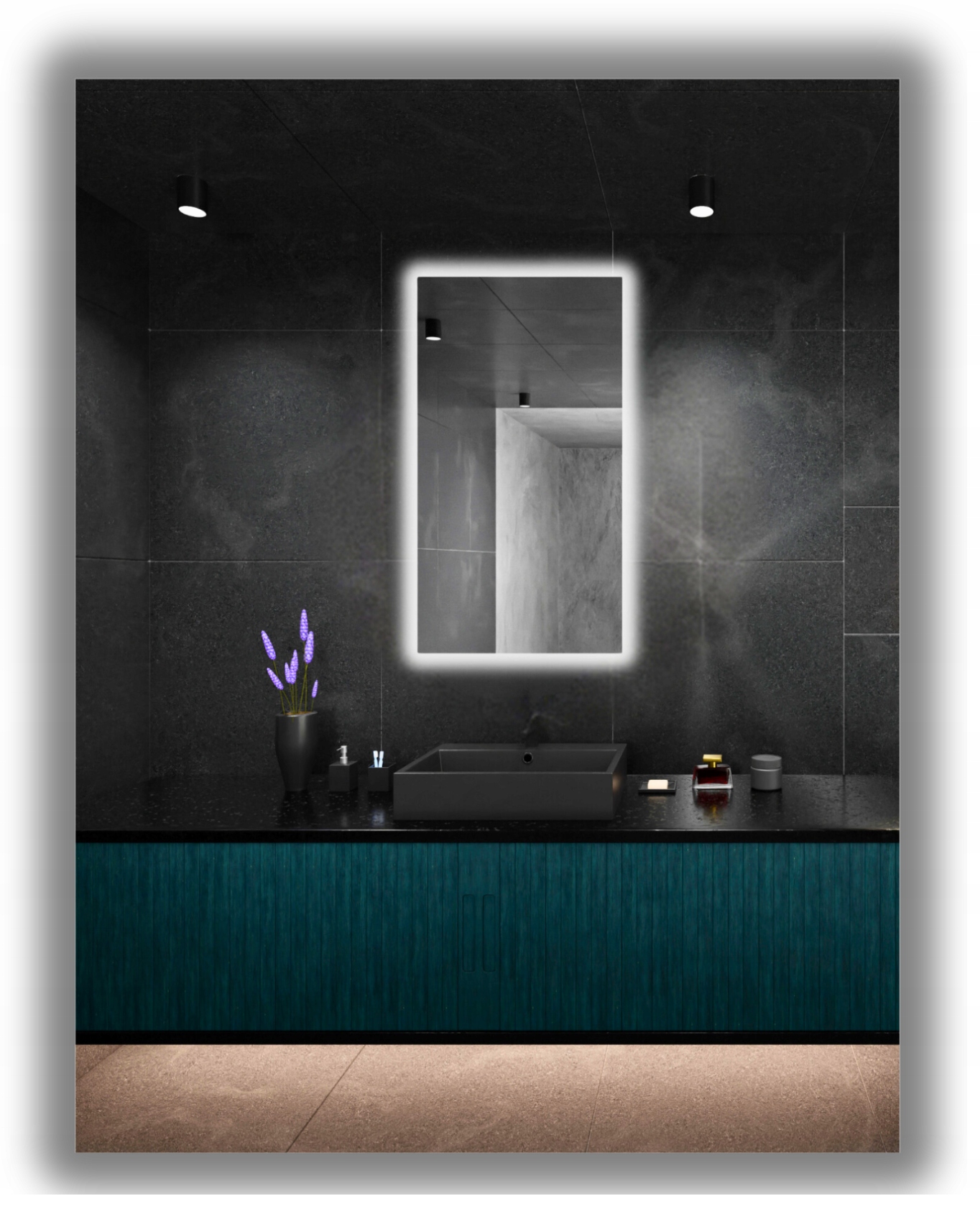 Miroir Lumineux Led 70x90 Cm, Étanche Ip65, À Suspendre Verticalement Ou Horizontalement
