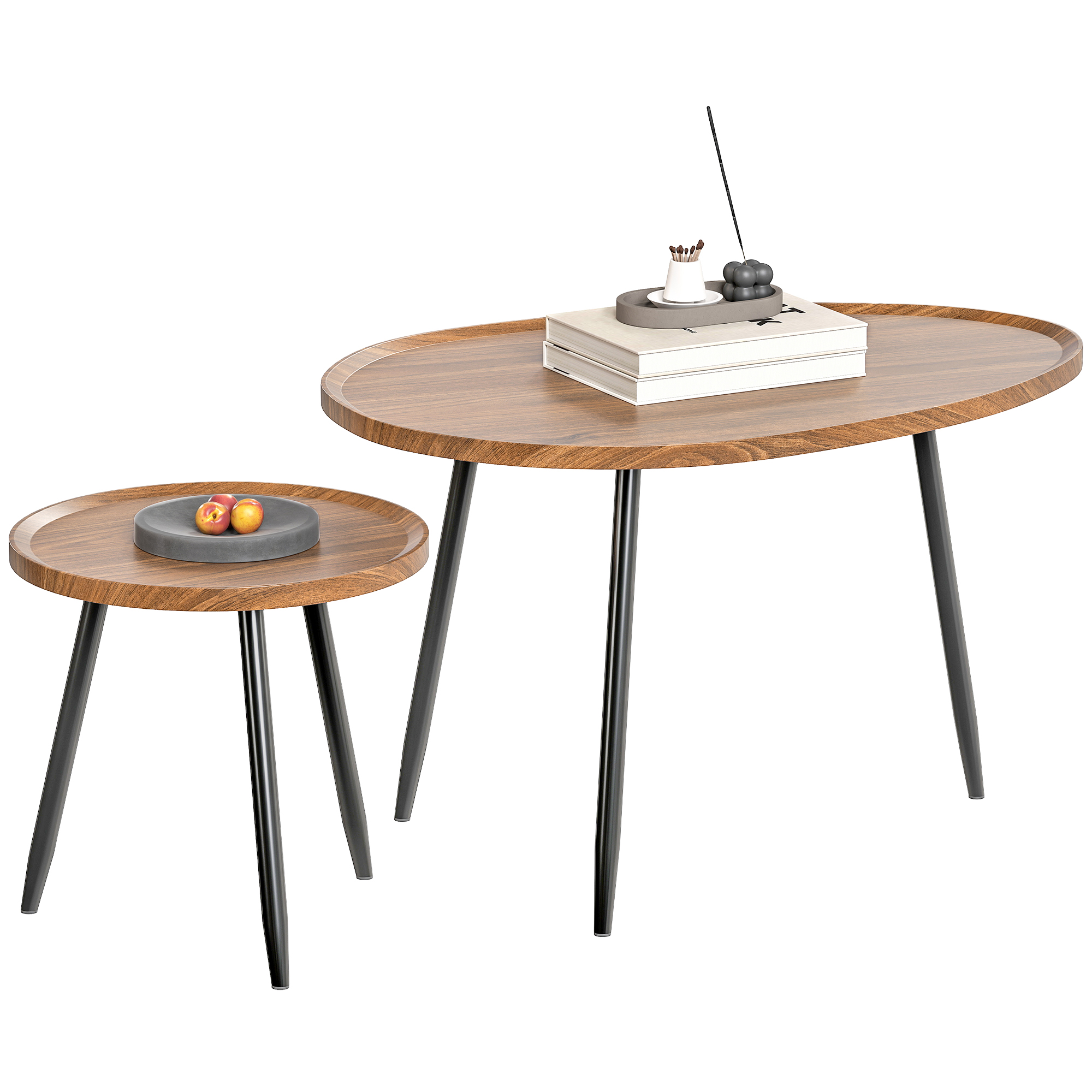 Set De 2 Tables Gigognes En Bois Et Métal, Design Élégant