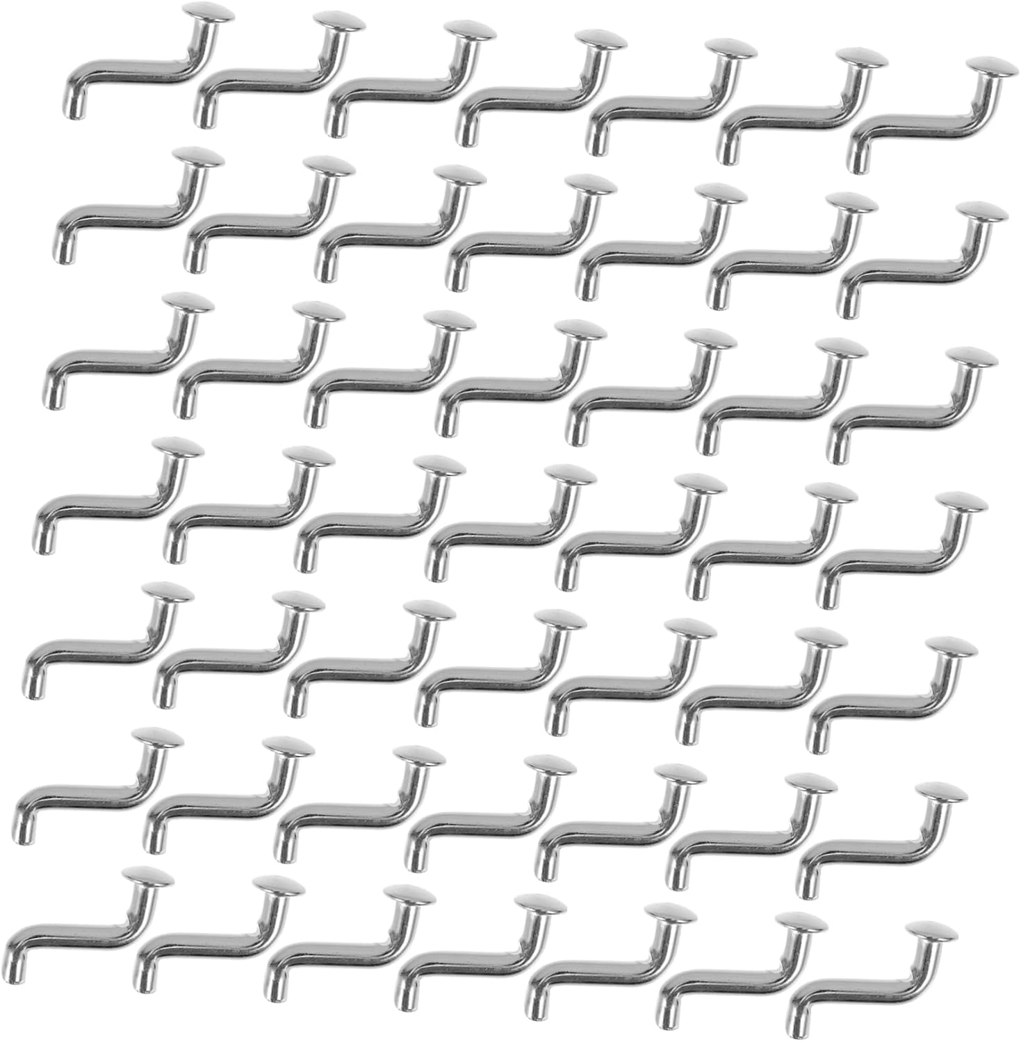 Crochet de suspension pour rayonnage à palettes, goupille de sécurité en fer, fixation par rivets à tête plate, coloris argenté