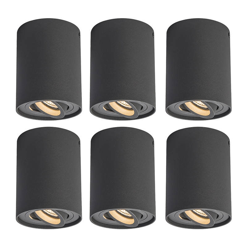 Rondoo Up - Spot Plafond, Plafonnier - 1 Lumière - Ø 9.5 Cm - Gris Foncé - Design, Moderne - Éclairage Intérieur - Salon I Chambre I Cuisine I Salle À Manger - Qazqa