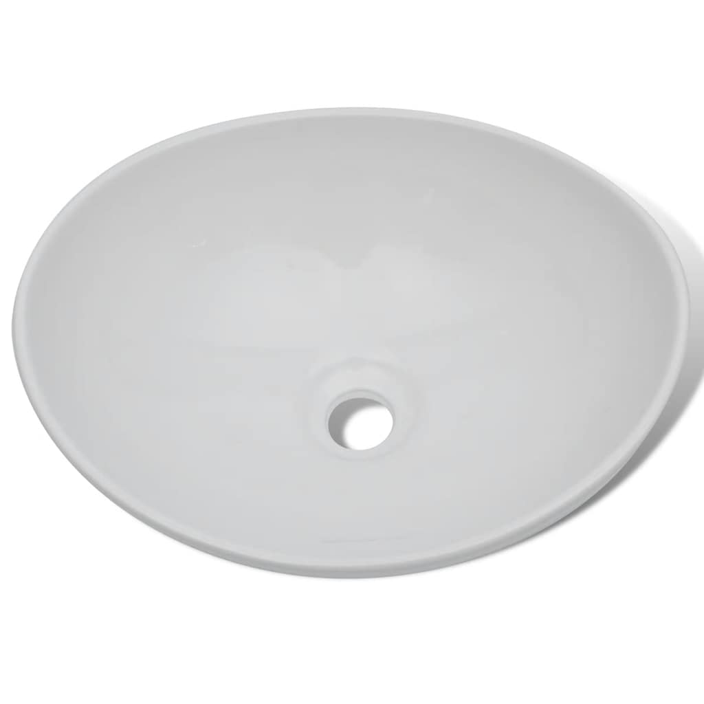 Ceramic Basin 40x33 Cm Oval White Vidaxl