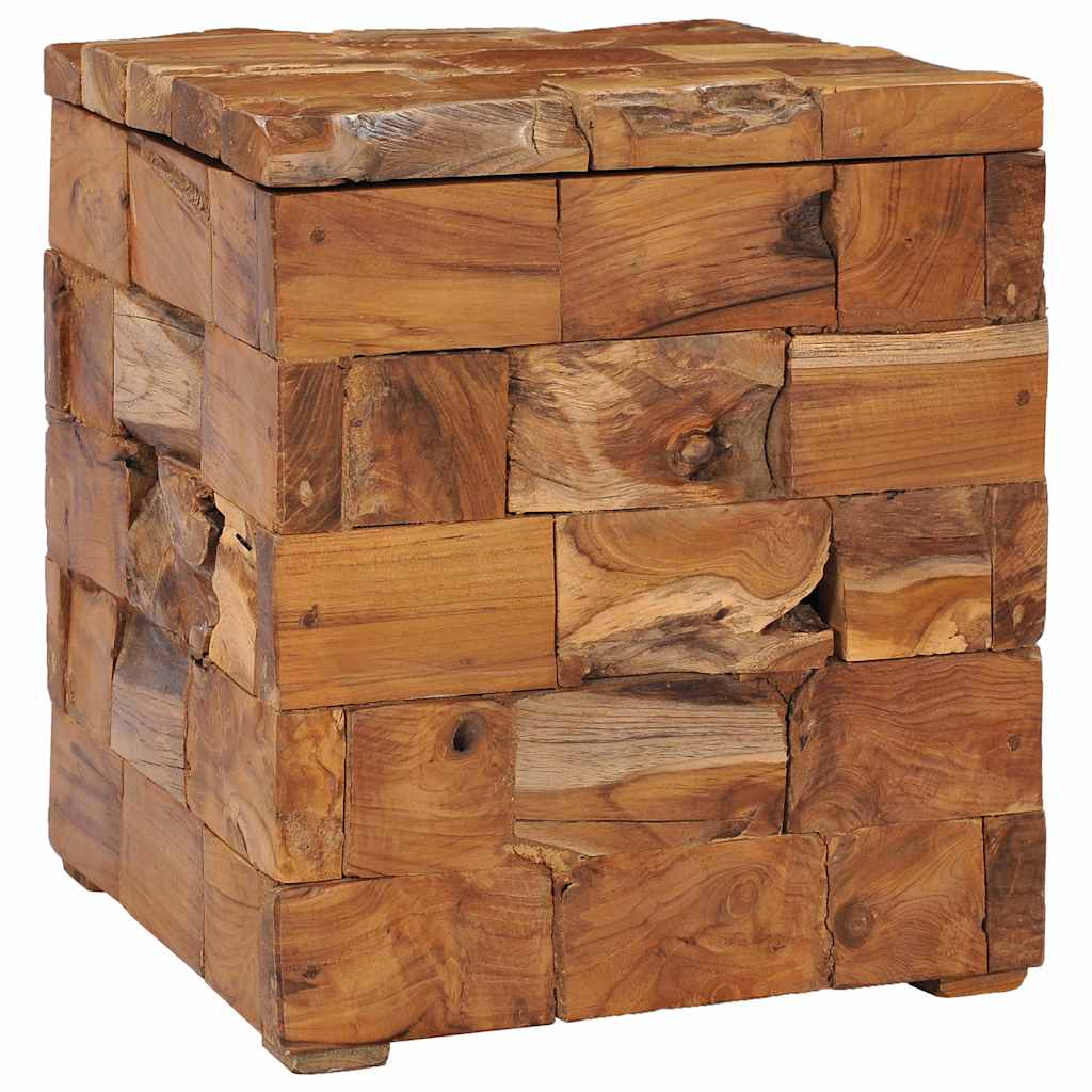 Vidaxl – Tabouret De Rangement En Teck Massif – Design Mosaïque