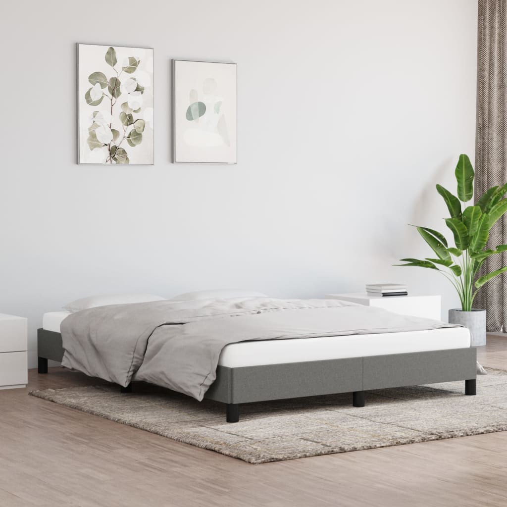 Cadre De Lit Gris Foncé 140x190 Cm Tissu