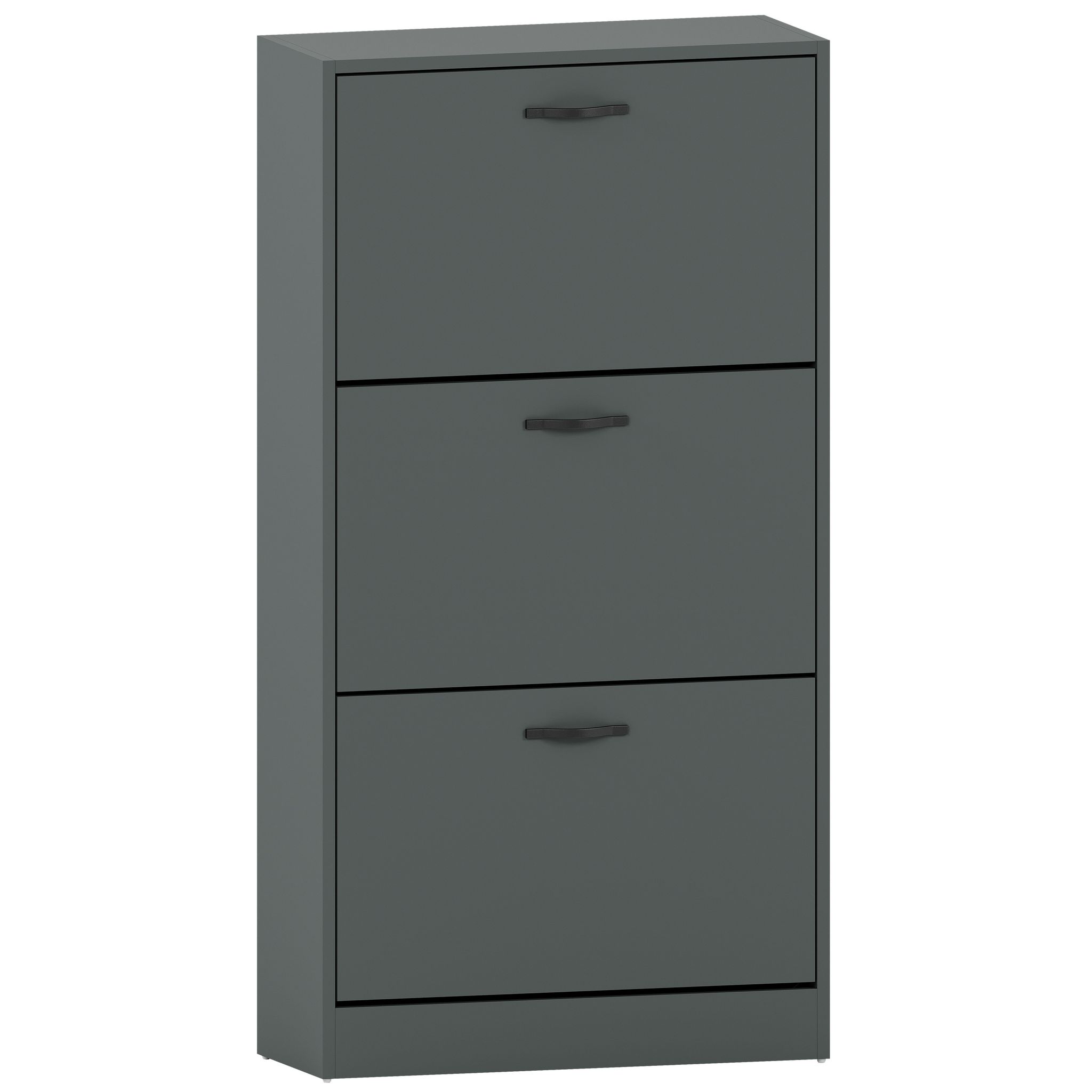 Home Discount – Meuble À Chaussures 3 Tiroirs – Armoire De Rangement Bicolore – Dimensions H 118 X L 60 X P 24 Cm – Poignées En Acier Inoxydable