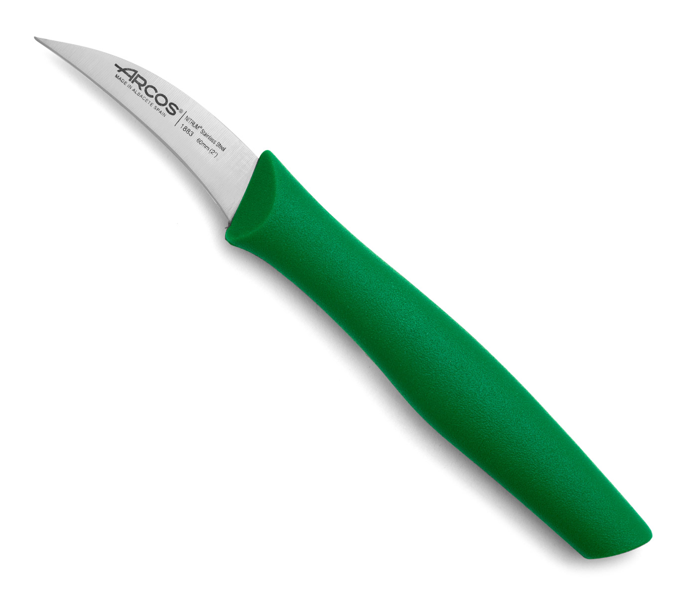 Arcos - Mondador Messer Nova 188321 In Nitrum Edelstahl Und Mango In Polypropylen, Grün, 6 Cm Klinge Mit Klingenabdeckung Und Displaybox.