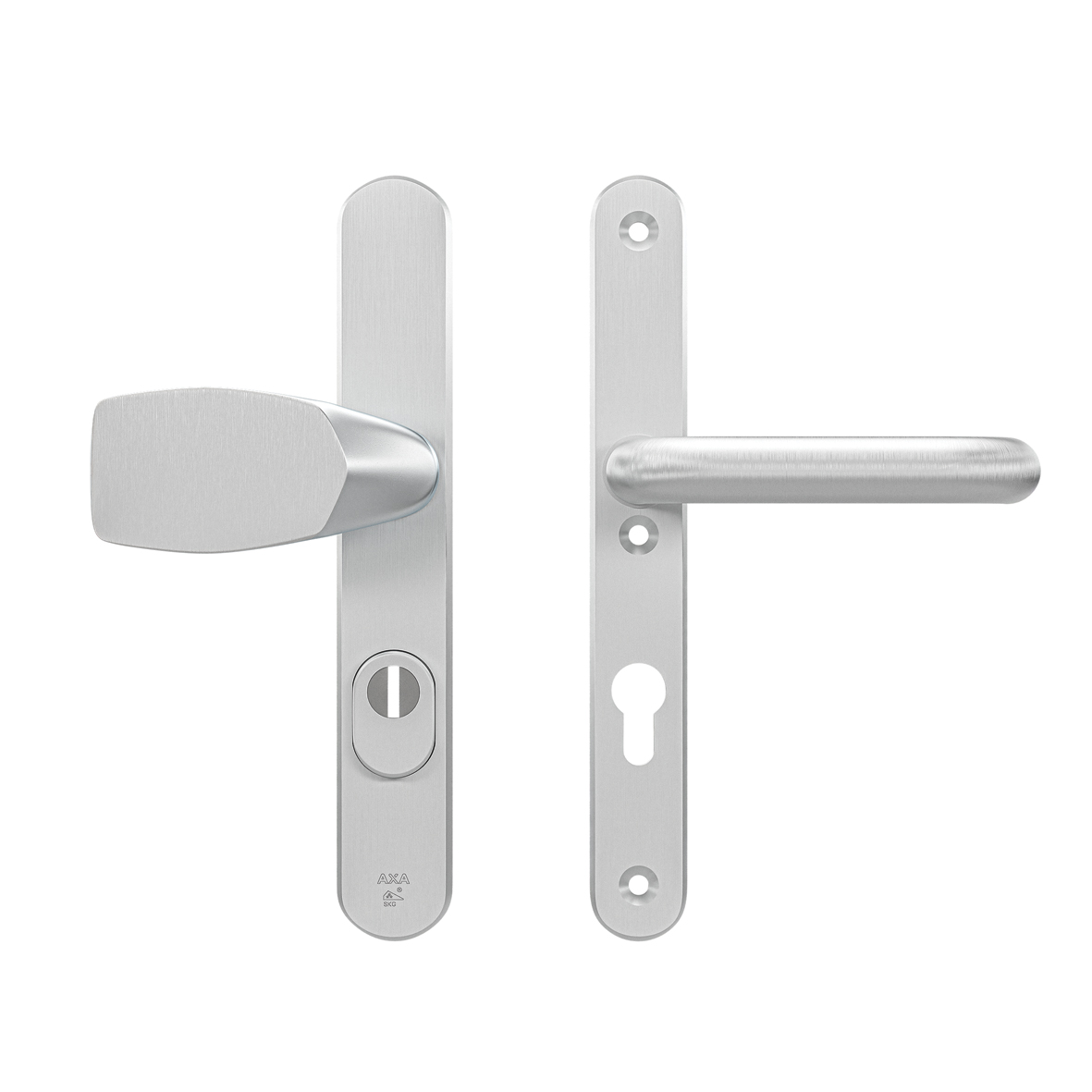 Axa Sicherheitstürbeschlagset - Oval Plus U - Türgriff Aus Aluminium - Modell U - Pc72 Mit Kernzugsicherung - Schmaler Schutz