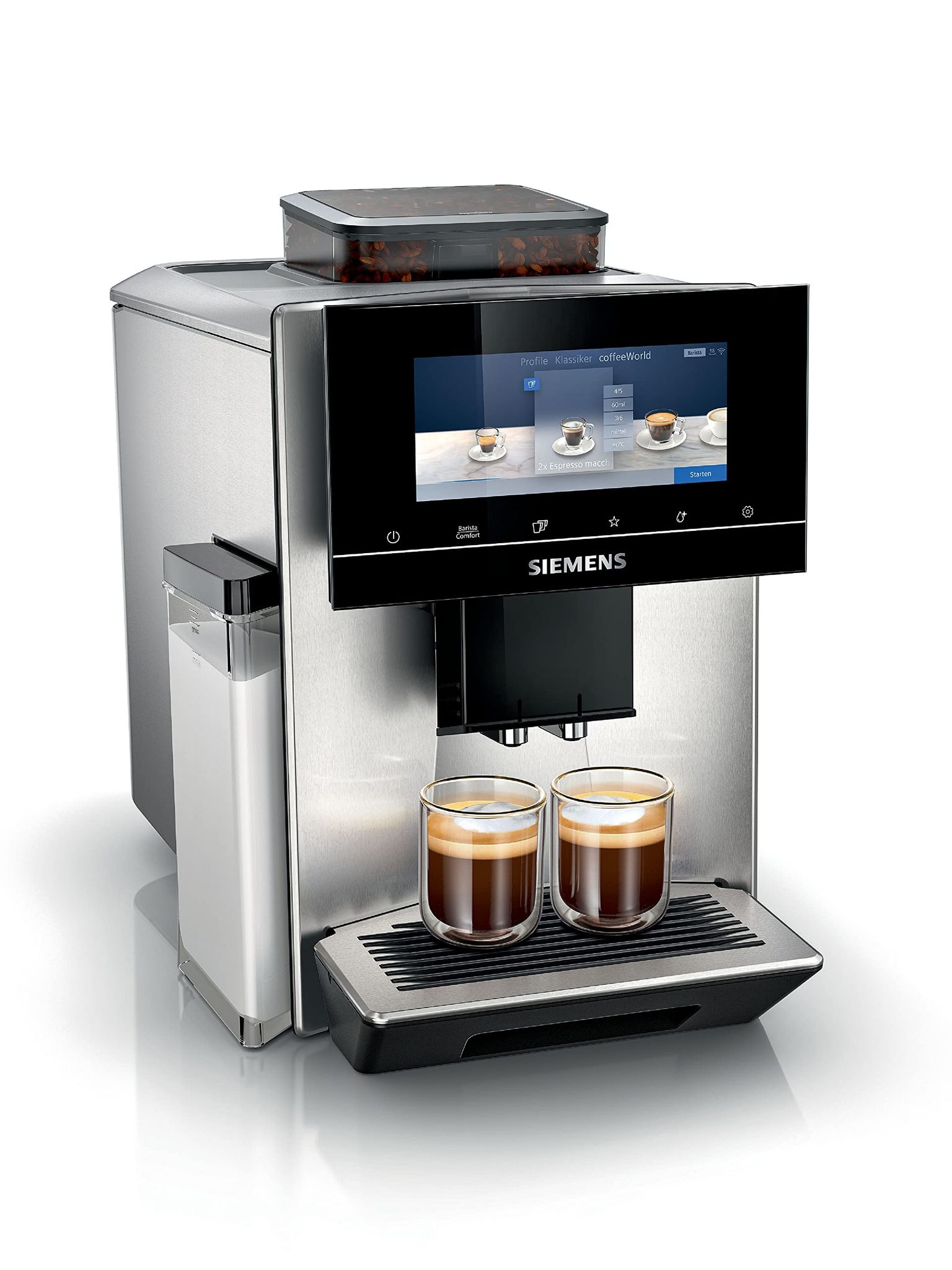 Macchina Da Caffè Eq900 Tq903d03, Controllo App, Display Full Touch, Modalità Barista, Aromaboost, Riduzione Del Rumore, Pulitura Automatica Del Vapore, 1500 W, Acciaio Inox - Siemens