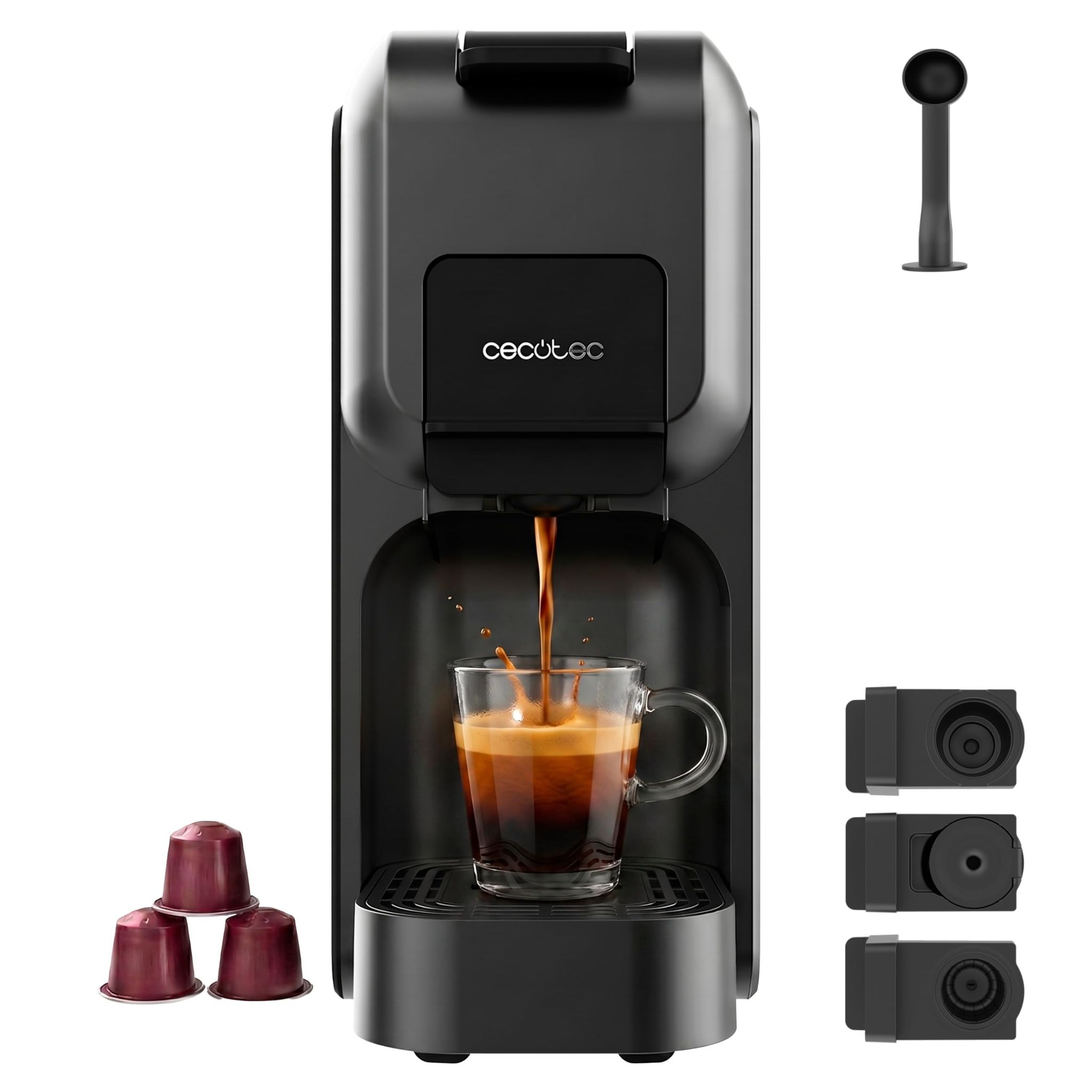 Cecotec Macchina Da Caffè A Capsule Espresso Freestyle Compact Black Art Elite. 1350w, 20bar, Compatibile Caffè Macinato, Dolce Gusto, Nespresso E K-fee, Serbatoio Estraibile 800ml