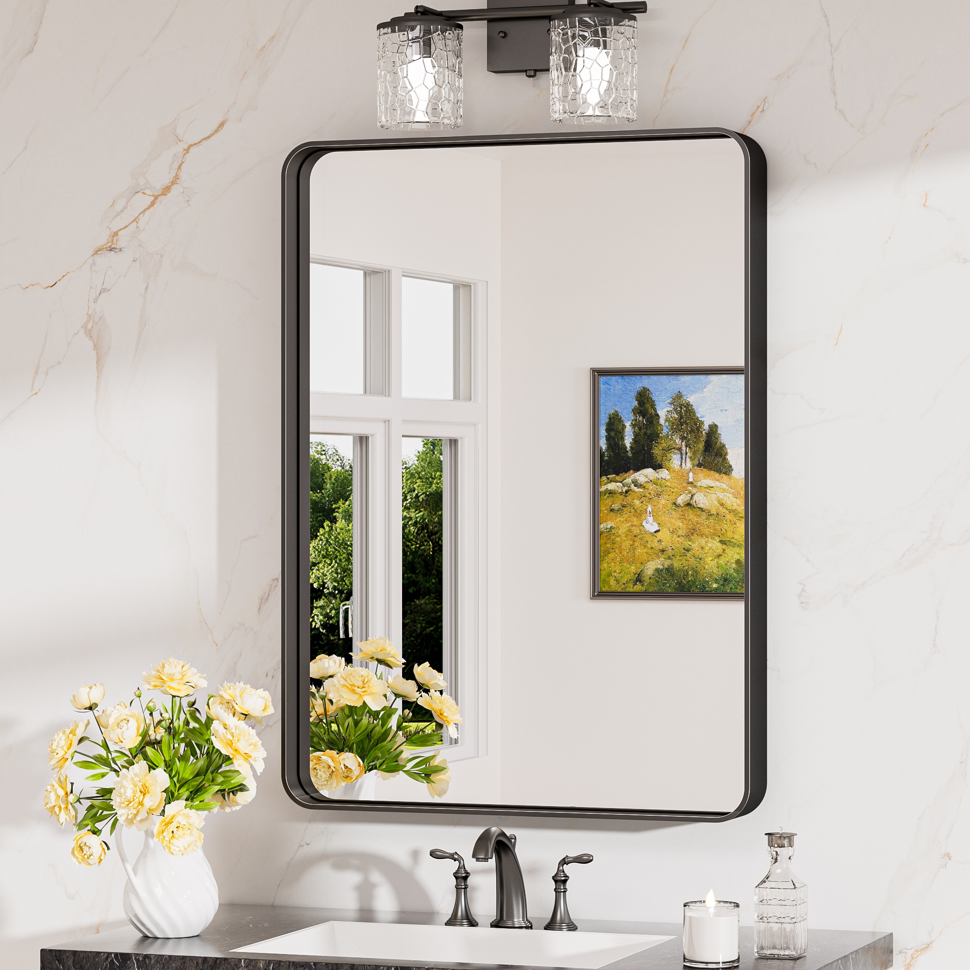 Keonjinn Miroir Salle De Bains 50x75cm En Verre Trempé Résistant
