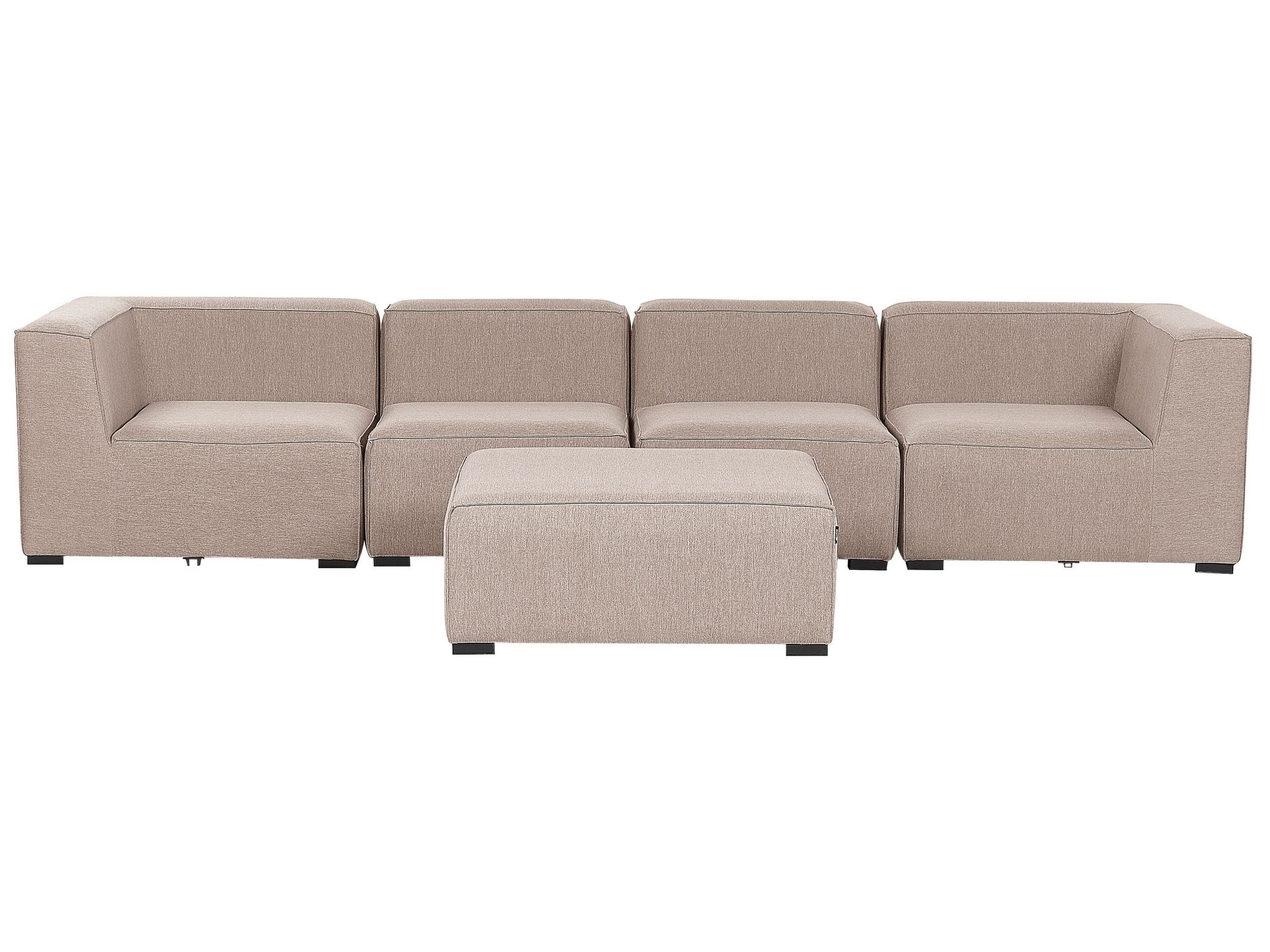 Beliani Lounge Set Beige Polsterbezug Modular 4-teilig Linksseitig Ecksofa Mit Ottomane Outdoor U. Indoor Für 4 Personen Garten Terrasse Wintergarten