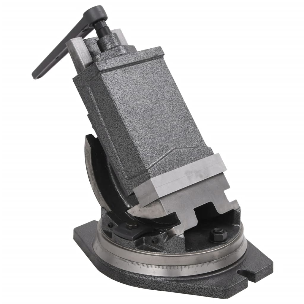 Étau inclinable à 2 axes en fonte grise, mâchoires 160 mm, base réglable 0, 90°, ouverture 127 mm