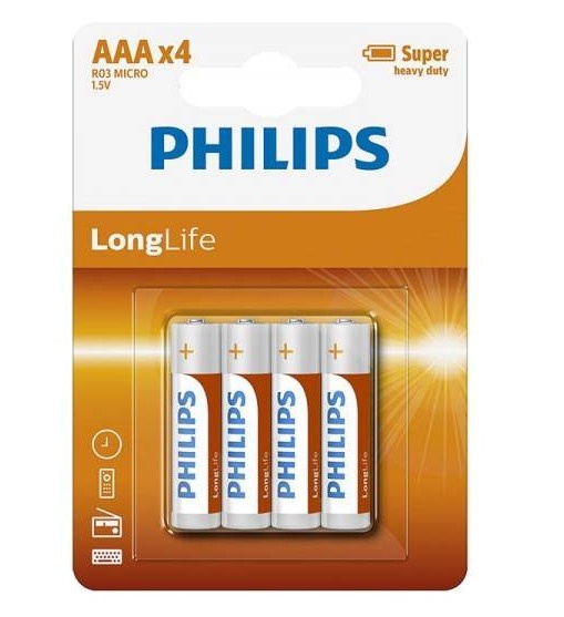 Philips Orange Batterie Aaa Longlife R03 1,5V Zinc-Carbon 4Stk - Bild 2