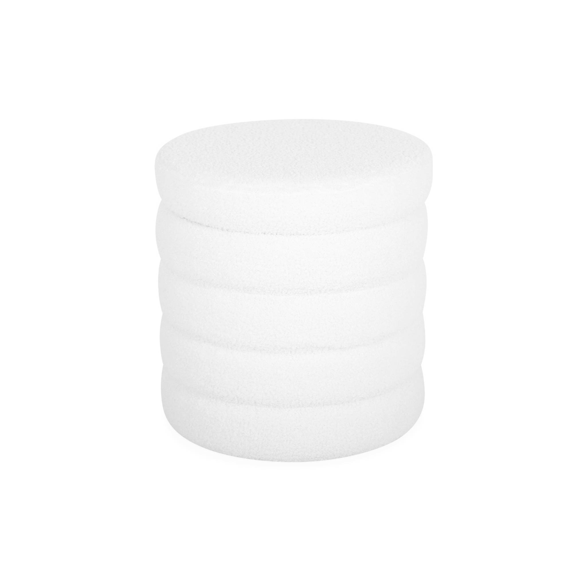 Sweeek - Tabouret En Bouclettes Blanches Avec Coffre De Rangement