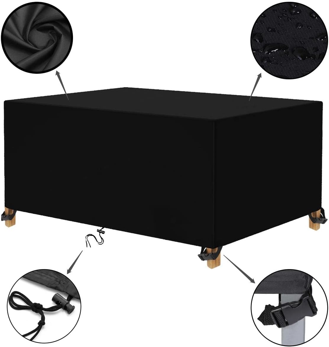 Housse Salon De Jardin 120x95x75cm Housse Table Jardin Protection Bache Table De Jardin Mobilier Extérieur Imperméable Housse De Meuble Anti-uv Tissu Oxford Noir