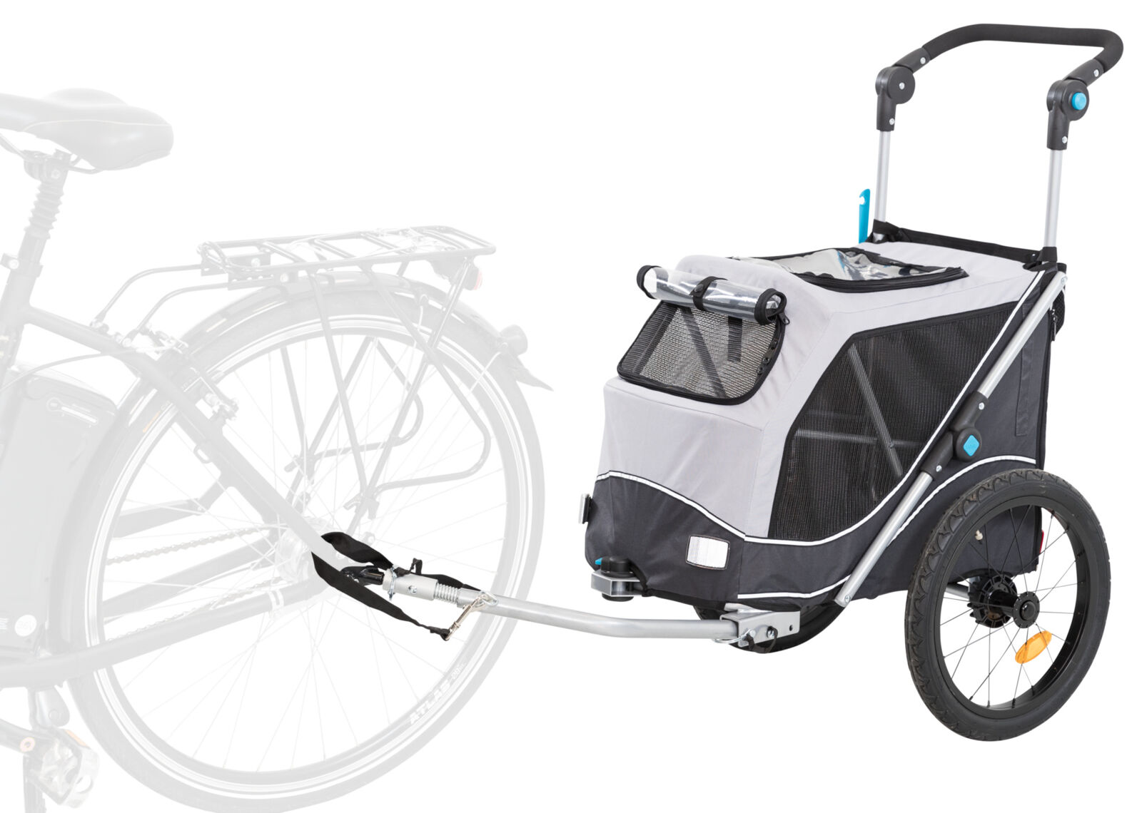 Trixie Grau Fahrrad-Anhänger, Faltbar S: 58 93 74/114 Cm
