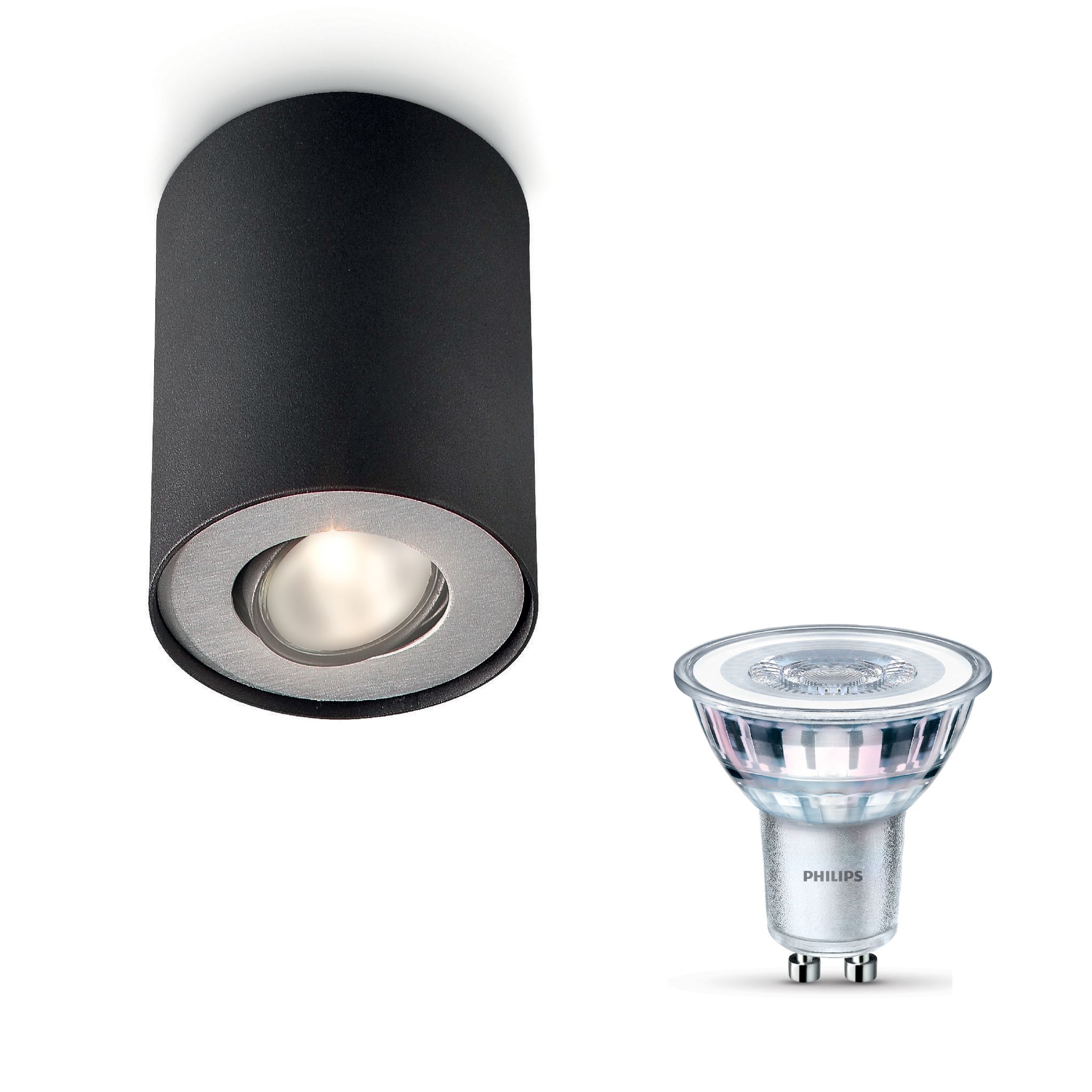 Philips Pillar Aufbauspot Mit 1 Lichtpunkt Gu10 (schwarz) - Philips Led Gu10 50w Nicht Dimmbar