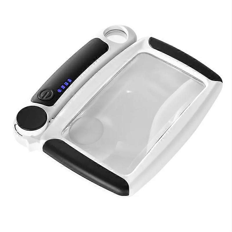 Loupe à main pliante 5x/20x/45x, 20 LED rechargeable, lentille acrylique, noir et blanc