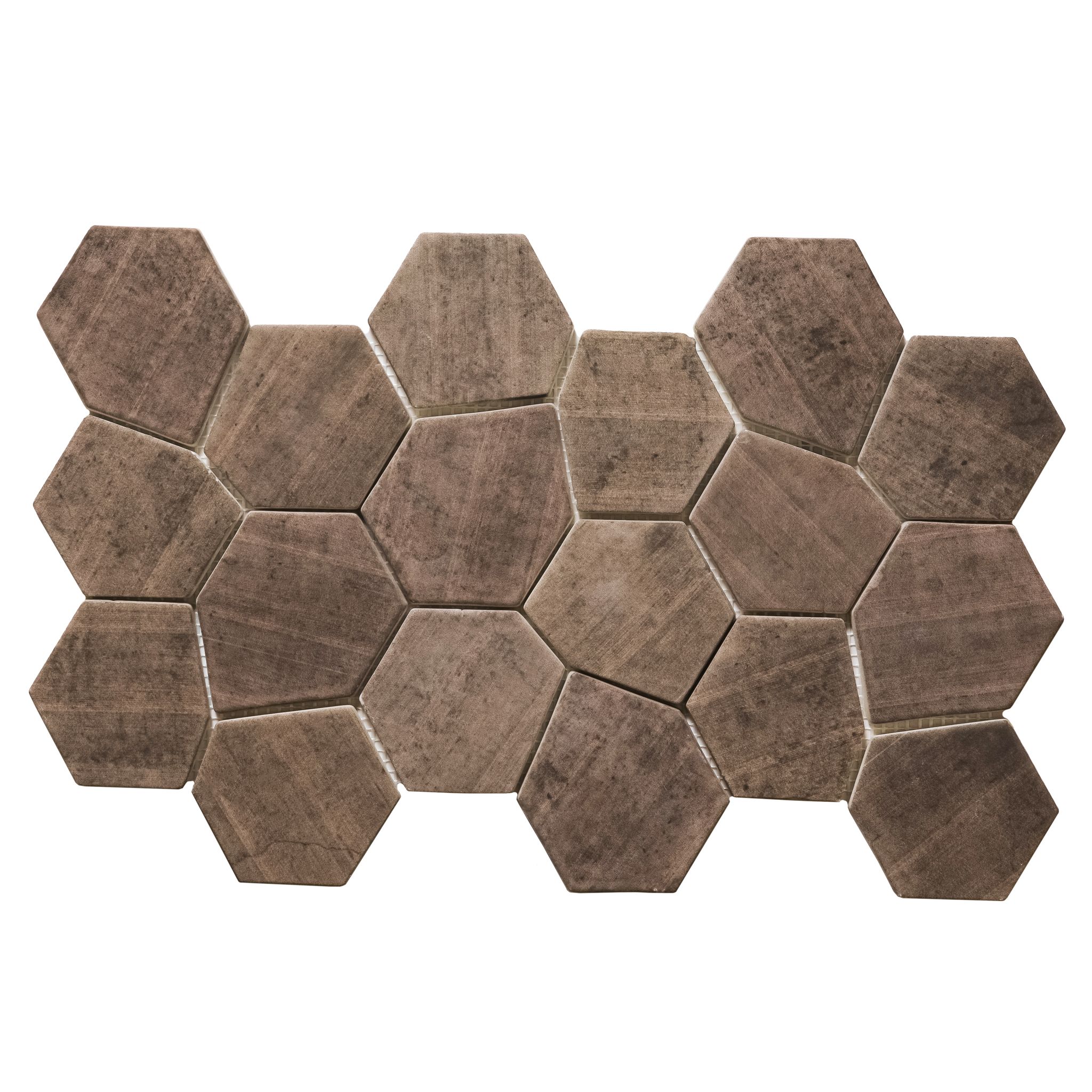 Ilcom Pressglasmosaik Für Schwimmbäder, Badezimmer Und Saunen 41cm X 26cm (0,09m²) - Hexa Dark Mat