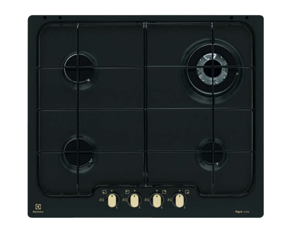 Electrolux Pn640ruv Rustico Soft Piano Cottura A Gas 60 Cm 4 Fuochi Bruciatore Tripla Corona Wok 4000 W Sicurgas Colore Nero Ghisa