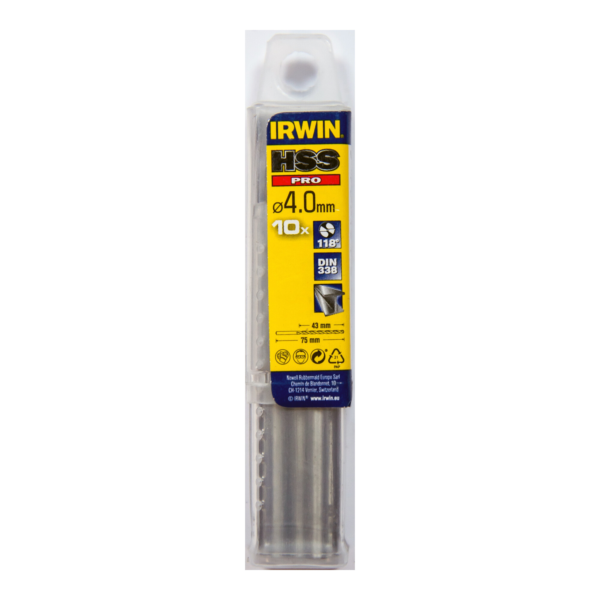 Irwin Hss Pro 4,00 Mm Metallbohrer - 10 Stück - I-10502271