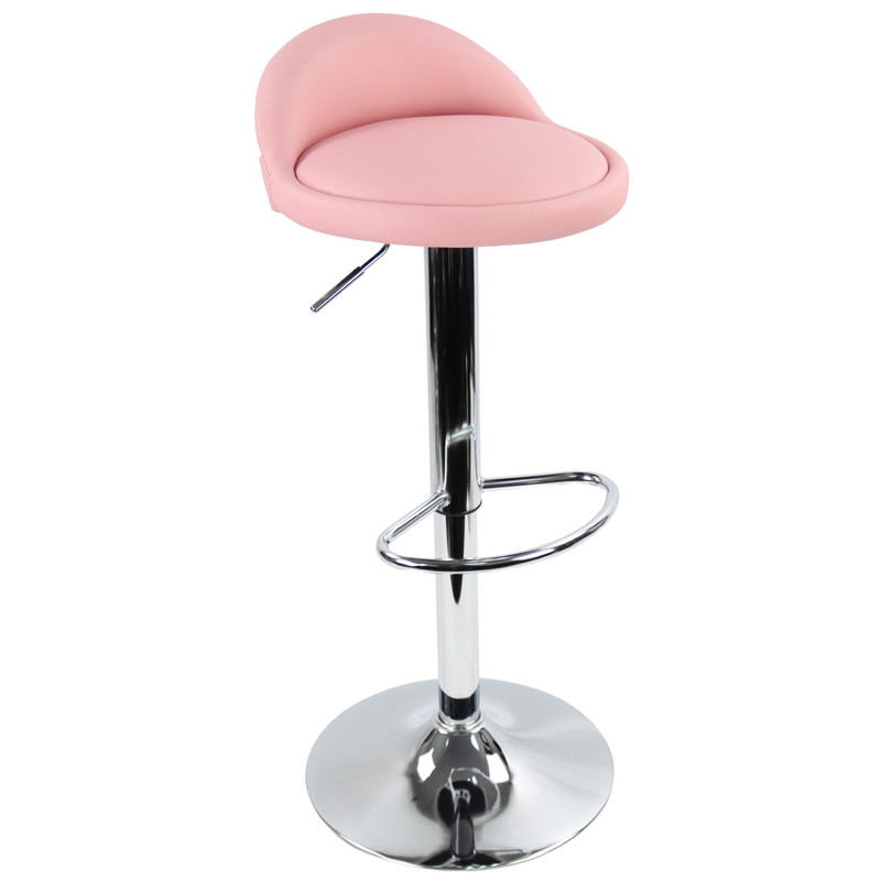 Tabouret De Bar Réglable En Hauteur Et Rotatif – Cuir Synthétique Rose
