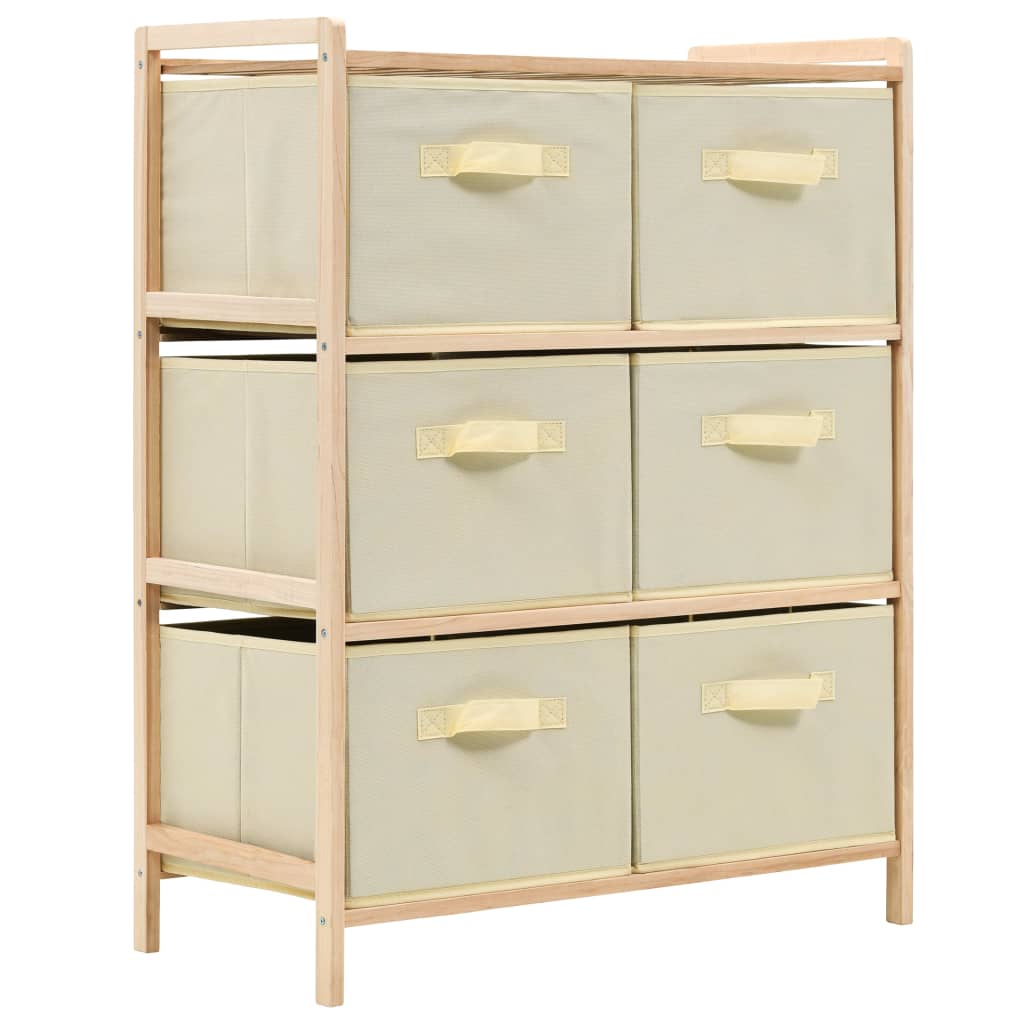 Storage Rack With 6 Fabric Baskets Cedar Wood Beige Vidaxl