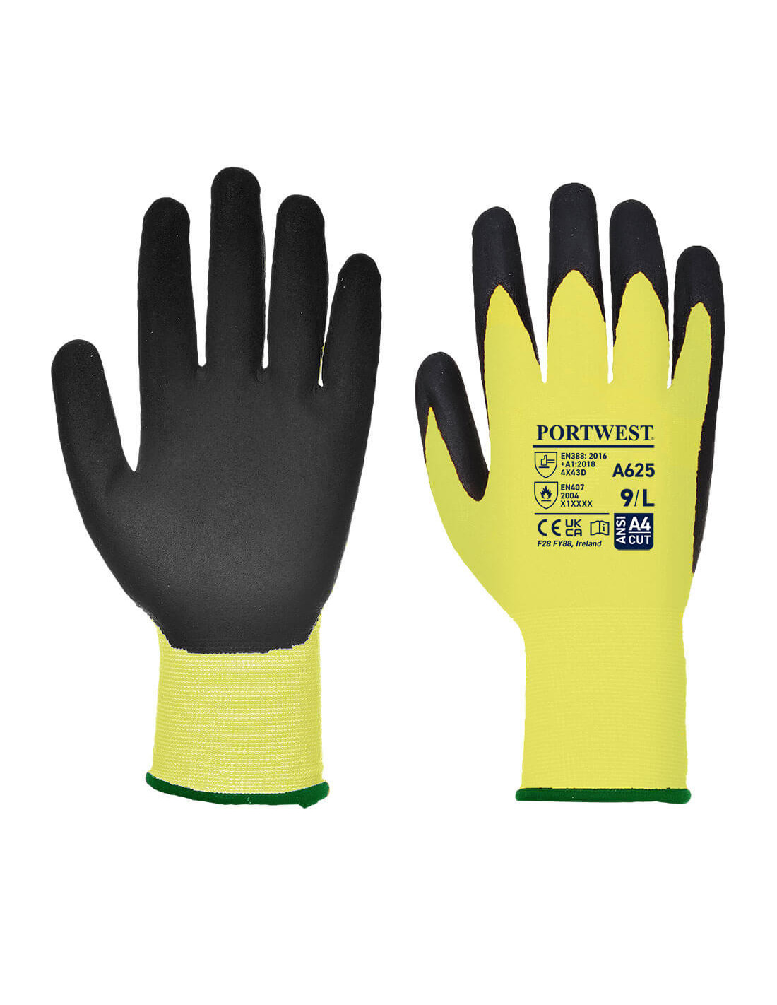 Portwest Pu-Handschuhe Vis-Tex Schnittschutz D Gelb/Schwarz S - Größe 7 - Bild 3